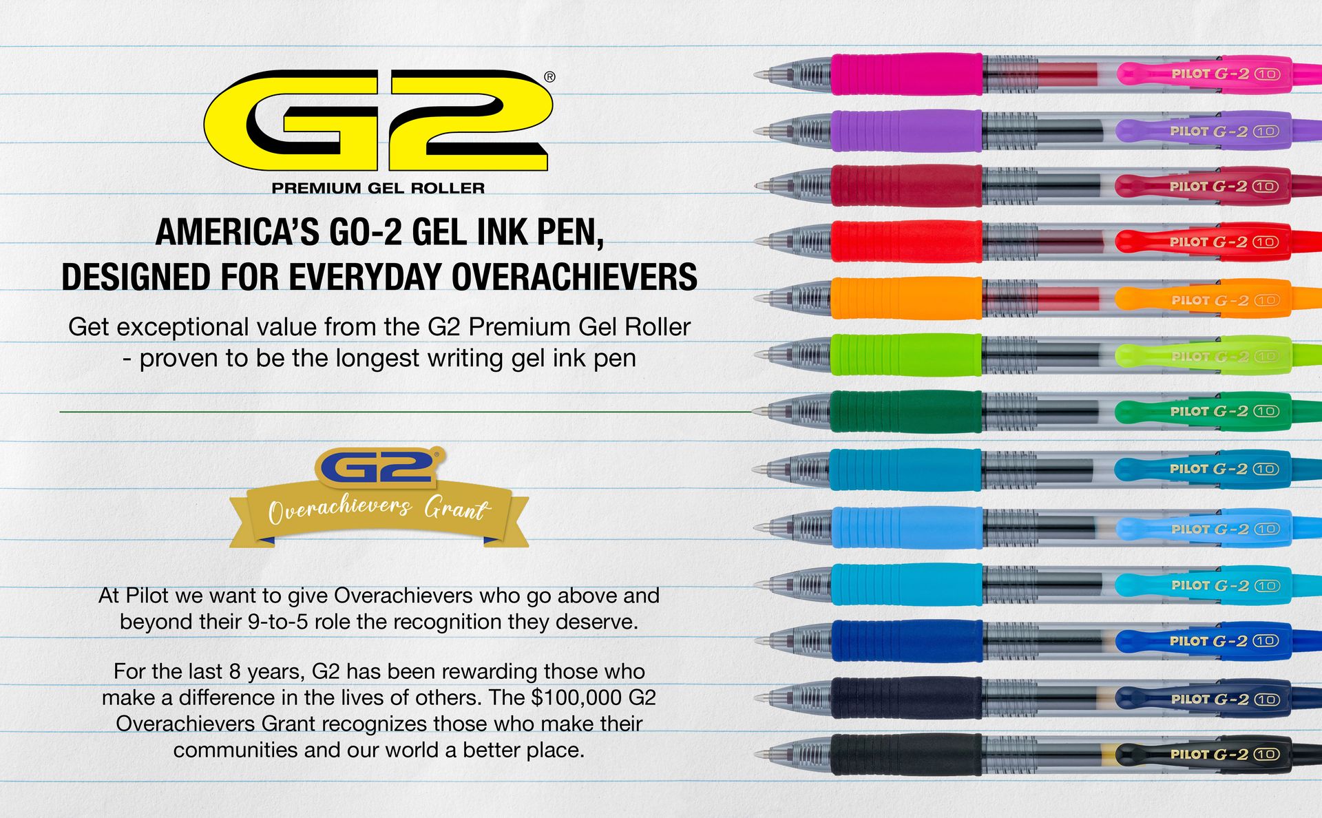 PILOT G2 Premium Gel Pens, Bold Point 1.0mm, Blue Ink, 12-Pack