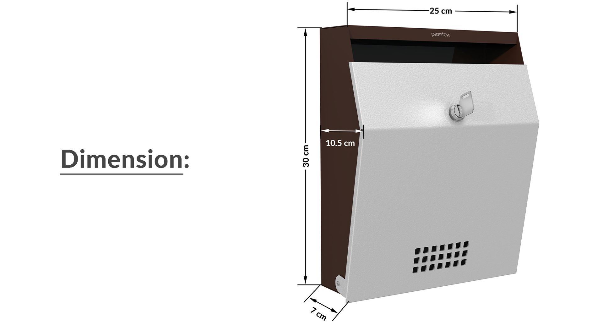 Plantex Letter Box/GI Steel Suggestion Box for Office with Key Lock/Post Box for Gate Home/Complaint Box/Wall Mounted Mail Box - (Coffee & White)