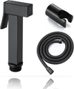 Handheld Bidet Sprayer for Toilet, Cloth Diaper Sprayer with Wall Mounts (ABS) and Hand Held Bidet Bathroom Hose (Stainless Steel), Jet Spray for Toilet, Muslim Shower, Easy to Install (Black)