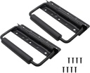 Piutouyar 4.9 Inch Spring Loaded Handle, Heavy Duty Handle Surface Mount, Folding Handle with Rubber Grip for Toolbox, Boxes,Black(2Pcs)