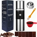 Electric Burr Coffee Grinder,Toycol Portable Cordless Rechargeable Espresso Coffee Bean Grinder,USB Battery Travel Car Coffee Maker with 15 Fine to Coarse Grind Settings for Home Use (Black)