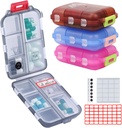 4PS Travel Pill Organizer with 164 Slice Labels，10 Compartments Travel Pill Box Portable Folding Small Pill Case Daily Pill Container Used for Carry Storage Medicine Organizer by M MUchengbao