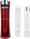 Portable Sparkling Water Maker, Commercial Soda Machine, Red Stainless Steel Design, Detachable Water Box for, One Button Operation, No Electricity Needed, Includes