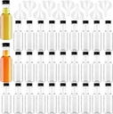 Mini Liquor Bottles, 30 Pack Airtight Plastic Spirit With Black Cap, 1.7oz Empty Alcohol Shot With 10 Funnels, Miniature for Weddings, Parties