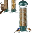 LCSEVEN Bird Feeder for Outdoors Squirrel Proof Bird Feeders for Outside Hanging, Metal Wild Bird Seed Feeders for Bluebird, Cardinal, Finch, Sparrow, Blue Jay, 4 Ports, Chew-Proof, Weather-Resistant