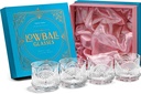 Vintage Art Deco 1920s Lowball Cocktail Glasses | Set of 4 | 9 oz Crystal Old Fashioned Glassware for Drinking Classic Bar Drinks | Heavy Base Short Rocks Tumblers for Women