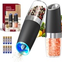 CIRCLE JOY Gravity Electric Salt and Pepper Grinder Set Automatic Salt and Pepper Grinder Set with LED Light, Battery Operated, Adjustable Coarseness, Large Capacity, for Home Kitchen BBQ