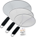 U.S. Kitchen Supply 3-Piece Stainless Steel Splatter Guard Set (13", 11.5", 9.5") Fine Mesh Cover, Grease & Oil, Splatter Screen for Frying Pan, Cooking Pots, with Resting Feet & Comfort Grip Handles