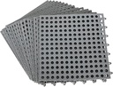 16Pack 12" x 12" Interlocking Rubber Floor Tiles Non-Slip Pool Mat Splicing Shower Cushion Mat for Bathroom, Deck, Drain, Pool, Patio, Balcony, Kennel, Dark Gray