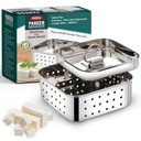 PANCA nerezová ocel Paneer Maker Form Big Size, Paneer Press with Lid, Tofu Press Form Maker, Syrovátka (náměstí, 550ml Kapacita)