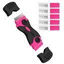 DEKEones Razor Blade Scraper, Double Edged Razorblade Scraping Tool s 10 Pcs Razor Blades, Paint Scraper pro sklo, Obtisky, Tint, Nálepky, etikety, Caulk, Lepidlo (růžová)