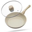 Lifelong Fry Pan 24cm se skleněným litrem 124; 1.8Ltr, 1.9kg Panto124; Keramické pokovené 124; Plynový sporák a indukce Friendly CARTO124; Non- Stick, Teflon Free & Durable CARTO124; Skillet pro vaření, Sekání, Sautéing, & Friing