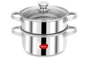 Pigeon By Stovekraft Steel X Steamer Stainless Steel Induction Base, Modak Maker / Momo Maker, Dual Compartment With Glass Lid, 4.6L Kapacita, Stříbro, 4.6 l