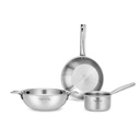 Celoživotní triply 3dílná kuchyňská souprava 124; Kadai, Frypan & Saucepan pro vaření 124; nerezová ocel 22 cm Kadai & Fry Pan 22 cm Omáčka Pan 124; 14 cm Omáčka Pan 124; Indukční sporák na dno & Plynový sporák (LLTP3PCS)
