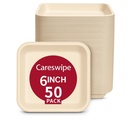 Jednorázové papírové desky 6 palců, 50 hrabě, náměstí, Beige current 124; Eco- Friendly cukrové pláty pro svatbu, party, kavárny 124; Ideální pro obě teplé a studené potraviny