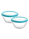 CELLO Ornella Round Glass Mixing Bowls for Kitchen with Lid Set of 2 Pieces, 500ml Transparentní 124; Mrazicí box & Lednice Safe, Mikrovlnná trouba & Myčka nádobí Bezpečné tvrzené skleněné mísy pro servírování míchání