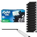 EXPO Dry Erase Markers, Low Odor Ink, Black, Fine Tip, 36 Count - Snadno vymazávané, Ideální pro učebny, Domů, Kancelář, Zpět do školy, Učitelské potřeby