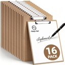 HappyHapi 16 Pack Clipboard, 8.5x11 Clip Board Bulk, Dřevěná Klipboard
