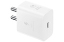 Samsung Original 25W USB Type-C Cestovní adaptér bez kabelu pro Pixel, Xiaomi, Motorola, iPhone, Samsung Galaxy Tab S / A Series, Galaxy S10 / M54 / M55 / A80 / A90 / S25 / S24, White