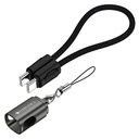 Zebronics Wattz 60CC4 Type-C to Type-C Braided Cable, PD 60W, Upto 480Mbps Data Sync, 20 cm, Durable, Charge & Sync, Rapid Charging, Compact with Keychain Case, Pro notebooky, tablety, mobily (Black)