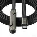240W USB C do USB C Rychlý kabel s neviditelným stojanem telefonu, 90 ° plochý kabel