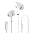 Kratos Tune V5 C Typ Earphone Wired, Deep Bass Ovladače Earphone, Inline Control Typ C Sluchátka s Mic, Sweat Resistant, Comfort Fit Typ C Earphone s Volume Control, Metallic c pin Earphony
