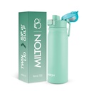 MILTON Reva 750 ISI Certified Stainless Steel Water Bottle with Twin Lid Sip or Gulp, 750ml cab124; Single Wall, BPA-Free, Leakproof cab124; Sturdy Handle cab124; Ideal for Home, Office, Gym & Travel, Aqua Green
