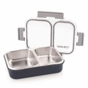 WARMEO BENTO Microwave- Safe Stainless Steel Lunchbox s 2 přihrádkami, bpa zdarma, ideální pro kancelář, škola, Cestování, 750ml- Grey