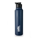 CELLO Crysta Flip Stainless Steel Water Bottle 1000 ml, Navy Blue CLAND 124; Single Wall Mrazič & Fridge Safe Lightly Leakproof Flip víko Spillproof Rust Resistant Steel Water Bottle for School Gym Office