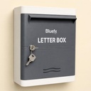 "ABS Plastic Letter Box Sugggestion Box for Home, Office & Gate - A4 Size Mail Box with Lock & Key, Weatherproof, Durable Wall Mount Post Box" (White Grey)