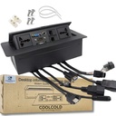 COOLCOLD 10 Module, Hydraulic 8 Cables Cubby Metal, Conference Table Connectivity Solutions, Flip-Top Hidden Desk Module Pop Up Box with HDMI, VGA, Audio, LAN, Power & USB Port (Black) -1 Yr Warranty