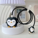 SKYCELL Charger Case Cover with Full Cable Protector 3D Cute Pattern Compatible for iPhone Charger Only 18W & 20W iPhone 16,iPhone 13,iPhone 15,iPhone 14 (Black Penguin)