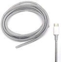 Spirálový chránič kabelů 1.5 Metr - Nábojová a datová kabelová ochranná rukávka, Cord Saver Cover for Earphone Wire - odolné PVC, stříbrná (sada 3)