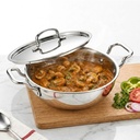 SOLARA Tribly Stainless Steel Kadai s SS Lid 28 cm, Tri Ply SS Kadhai, Heavy Bottom Induction Base Cookware, Stainless Steel Vaření Pot pro smažení, Sauteing, Curry