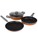 Prestige Omega Deluxe Non- Stick Cookware 3 Pc Sada 124; PFOA Free 5-Layer Povlečení 124; Omni Tawa 25 cm 3124; Fry Pan 24 cm 3124; Kadai se skleněným lidem 24 cm 3124; Brown Iron 124; Myčka nádobí Safe