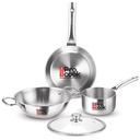 Milton Pro Cook Induction Cookware & Gas Sporák Friendly Tribly Stainless Steel 4Pc Cookware Set CLAS124; Tea Pan 16 cm CLAS124; Fry Pan 22 cm CLAS124; Kadai with Glass Lid 24 cm CLAS124; Even & Fast Cookware Set