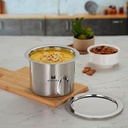 MIKARA Stainless Steel Tope with Lid Côte 124; Flat Bottom Patila Côta 124; Heavy Duty Kitchen Cookware Côte 124; for Gas & Induction Use Côte 124; Strong, Durable & Multipurpose Cookware. Úspora prostoru (750 ml)