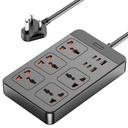 Ambrane Extension Board, 4 typ C, 2 USB, 5 mezinárodní napájecí zásuvky, 2500W výstup, dlouhý kabel, nástěnná hora možnost, Podporuje Laptop nabíjení pro kancelář, Domácí spotřebiče (SmartStrip 2 Pro, Black)