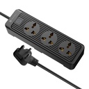 Portronics Power Plate 21 Prodlužovací deska s 3 Universal Sockets, 1.5 Meter Long Cord, 1440 Watts, Ohnivzdorný materiál, Multi Plug pro domácí spotřebiče (6 Amp, Black)