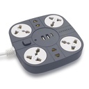 ADDMAX Extension Board s USB D124; 6 Power Sockets, 2 USB Porty + 1 Type-C Port D124; 10 Meter Heavy Duty Cord D124; 10A 220V Multi Plug Extension Cord D124; Fireproof Power Strip for Home, Office & Laptop - Grey