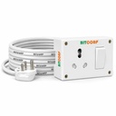 BITCORP 16A až 6A Převodový převodník s 1 Socket 1 Switch, 2500W, 1 Metr 1.5mm Elektrický kord pro AC, Lednička, EV nabíječ, Vodní ohřívač
