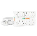 Bitcorp 2500W Power Strip, 6A Universal Extension Board s 6 Socket 6 Switch, Surge Protector, 1 Meter Cord pro domácí Gadgets, Office, Lednice, Chladič, Air Conditioner (White) 220V