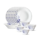 Larah od Borosil 19 Kousky Blue Eve Opalware jídelní set pro rodinu 6