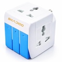 SKADIOO Universal Charger Adaptér 124; 2 Roky Záruka, 3-in-1, 5A - 250V nabití 124; Adaptér nabíječka, Universal Travel Adaptér Vše v jednom, Multi Plug Adaptér, Individuální Switch a Pojistka Chráněna (bílá, modrá)