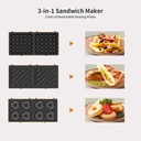 Liven Mini Waffle Maker, 3-in-1 Waffle Maker with Removable Non-Stick Plates, Compact Design, Easy to Clean, Perfect for individuals, On the Go Breakfast, Lunch, Snack, Pink