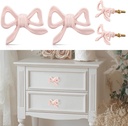 2 Pcs Pink Bow Knobs for Dresser,Pink Bow Drawer Knobs, Coquette Dresser Handles, Decorative Handles for Home Bedroom Hardware Cabinets Kitchen Glass Door Wardrobe