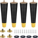 8 Inch Furniture Legs Set of 4, Solid Rubber Wood Replacement Legs for Couch, Sofa, Bed, Cabinet & Ottoman