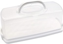 Plastic Rectangular Bread Box with Portable Handle, Loaf Cake Storage Container Box for Storing Banana Bread,Pumpkin Bread (Rectangular-White)