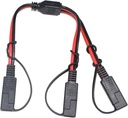 14AWG SAE DC Power Automotive Connector Cable Y Splitter 1 to 2 SAE Extension Cable, Fit for Suitable for Solar Battery Connection and Transfer 12inch/30cm - with Protective Cover