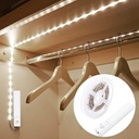 Motion Sensor Wardrobe Light, 1.5M LED Strip Closet Lights, PIR Auto on/Off, Battery Powered,6000K White for Bedside, Bathroom, Closet, Cabinet, Kitchen, Stairway